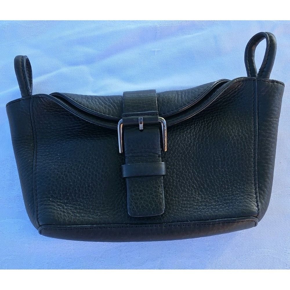 Via Spiga Black Pebbled Genuine Leather Small Belt Bag Vintage Cosplay Grunge